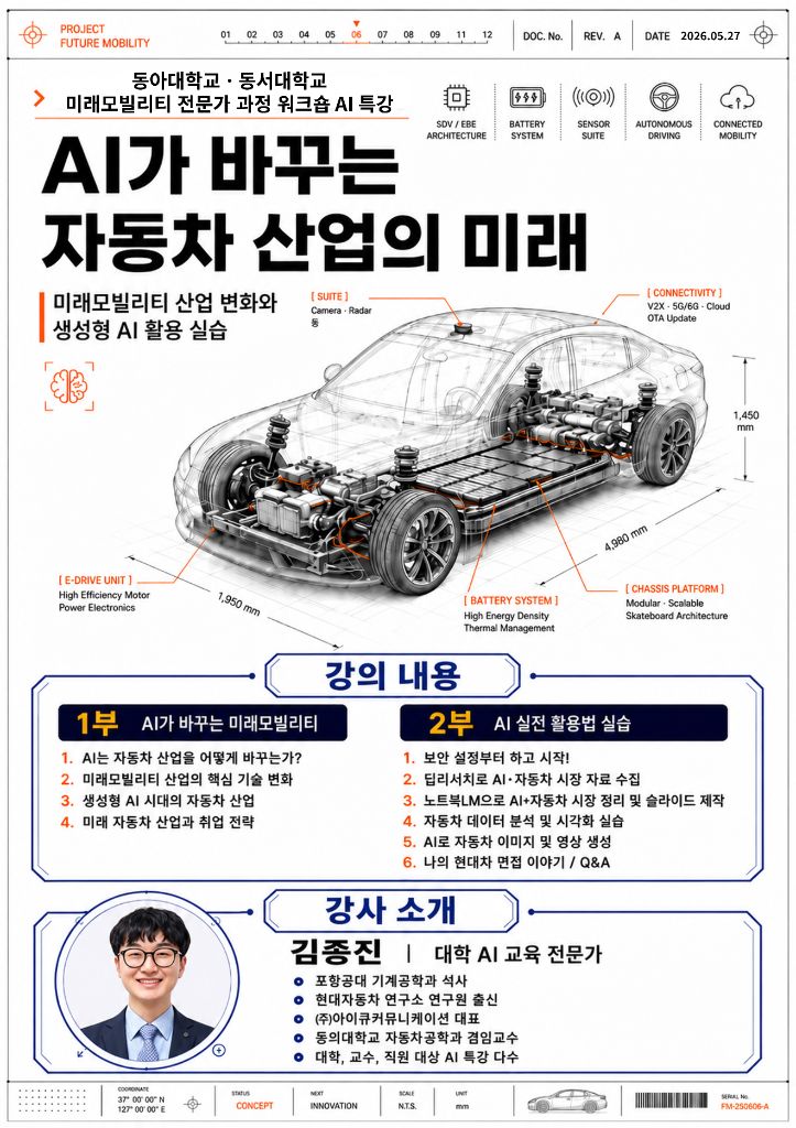 미래모빌리티 전문가 과정 AI가 바꾸는 자동차 산업의 미래 포스터